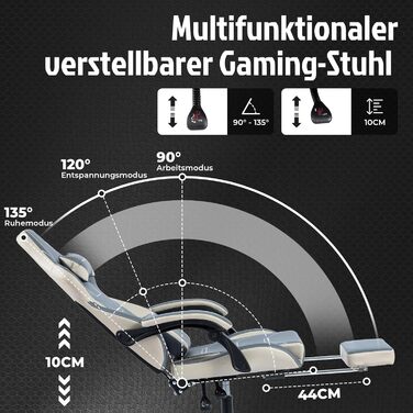 Ергономічне геймерське крісло з підніжкою - Racing Computerstuhl Bluebeige. Регульована висота, м'яке геймерське крісло для дому та офісу.