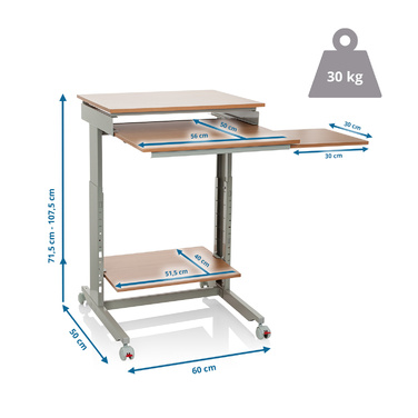 Комп'ютерний стіл-робоча станція WORKSTATION, сірий / бук, hjh OFFICE