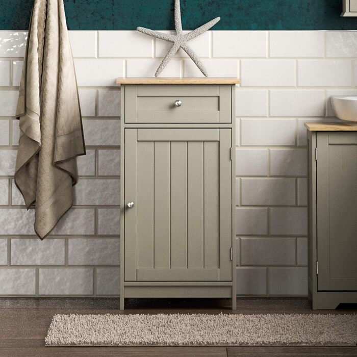 Висока та середня шафа для ванної Bath Vida, МДФ, сіра, стандартна, з 1 дверцятами і 1 шухлядою