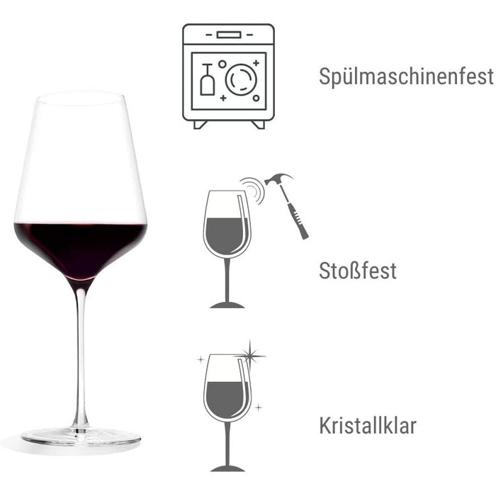 Бокали для червоного вина Stölzle Lausitz Starlight Bordeaux, 675 мл, набір 6 шт, тонкостінні, для бордоських вин, можна мити в посудомийній машині, максимальне розкриття смаку