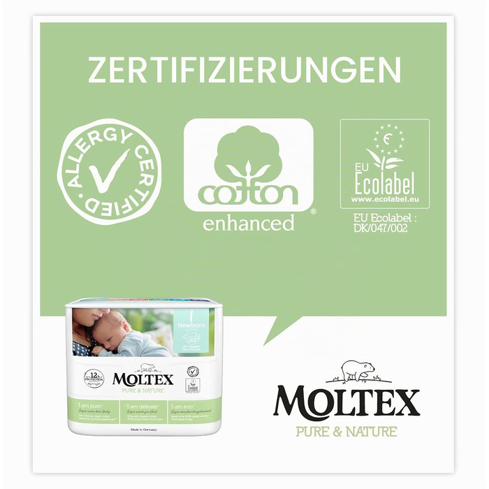 Екологічні підгузки Moltex Pure & Nature, розмір 1 (2-5 кг), 88 шт