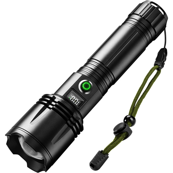 Ліхтарик ASORT LED акумуляторний, надяскравий 200000 люмен, зум, 6 режимів, USB, водонепроникний IPX67, для кемпінгу, туризму, надзвичайних ситуацій