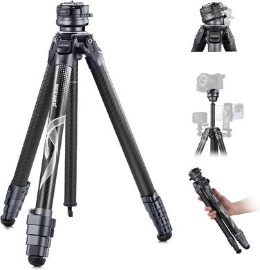 NEEWER LITETRIP LT32 Карбоновий штатив 157 см з 360° панорамною головкою, ±15° рівнем, знімною центральною віссю, швидкозатискачем Arca, сумісний з Peak Design Capture V3