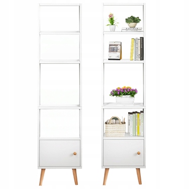 Стелаж Rebiko 50 x 180 x 30 см, білий, світлий дуб