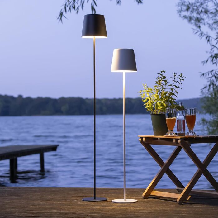 LED-лампа настільна 2 шт. для дому та вулиці | 37 см / 23 см, Ø 10 см | Сенсорний диммер, USB-зарядка, портативна | 310lm, чорний матовий