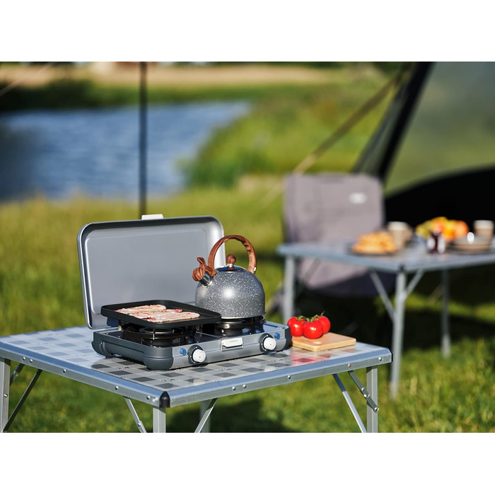 Газовий набір Campingaz 2 Grill & Go CV - плитка з 2 конфорками, для кемпінгу, з використанням газових картриджів, 3.6 Вт