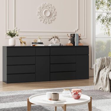 Комод FOREHILL чорний з 5 шухлядами і 1 дверцятами, 100x40x80 см, для спальні, вітальні, кабінету, коридору