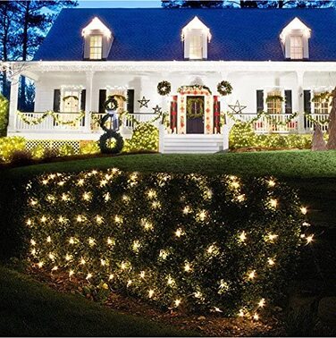 Світлодіодна сітка-гардина Gresonic 240 LED, тепле біле світло, для декору, всередину і на вулицю, з вилкою, постійне світіння, для Різдва та весілля
