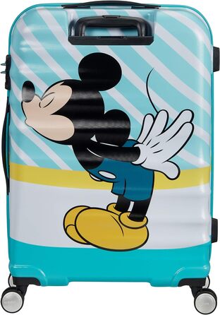 Валіза American Tourister Wavebreaker Disney Mickey Blue Kiss, 67 см, 64 л, багатобарвна, на колесах-спінерах