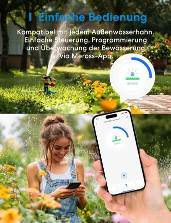 Meross MST100: Розумний таймер для поливу Wi-Fi з керуванням через додаток | Сумісний з Apple Home, Alexa та Google Home