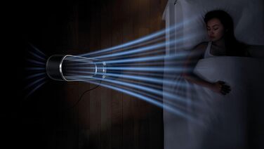 Dyson Cool AM07 Тихий турбовентилятор 100 см з пультом, енергозберігаючий, 9 годин таймер, для спальні, 10 швидкостей, білий/сріблястий