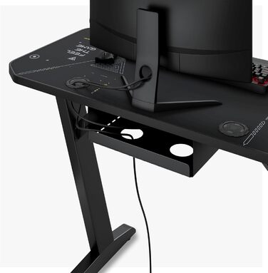 Ігровий стіл SENSE7 Nomad Cybernetic 120x60 см, комп'ютерний стіл з вуглецевим покриттям, ергономічний, з гачком для навушників, підсклянником та тримачем для контролера