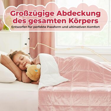 Обважнююча ковдра SLEEP COMFY для зняття стресу та тривожності, 2.4 кг, гіпоалергенні скляні кульки, бавовна Oeko-TEX, рожева, 100 x 150 см