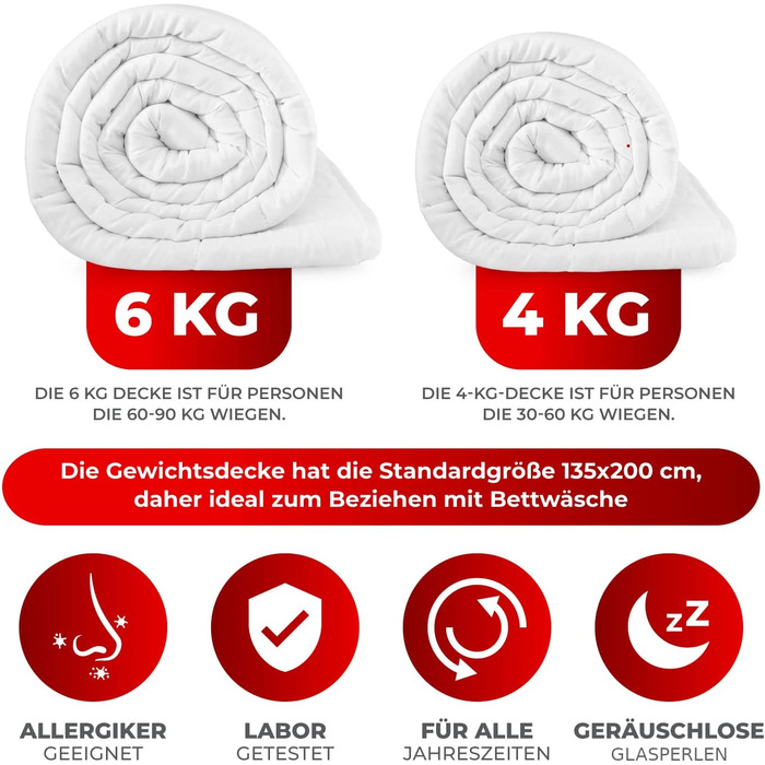 Обтяжена ковдра STERNKIND 135x200 см, 4 кг — терапевтична ковдра зі скляними кульками для релаксації та покращення сну (для дорослих)