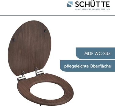 Дерев'яне сидіння для унітаза SCHÜTTE з мікроліфтом (Soft-Close), кришка для унітаза з MDF, витримує до 175 кг, колір Darkwood