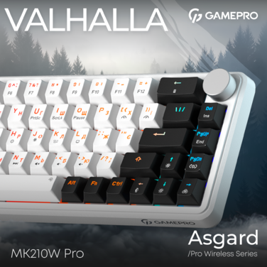 Бездротова механічна клавіатура GamePro Asgard Valhalla  (MK210W Pro) 65% QLAB orange switches