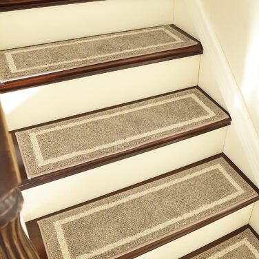 Самоклеючі килимки для сходів COSY HOMEER, машинне прання, 100% поліестер, 70x22 см, 15 шт, бежеві — захист для дітей, літніх і тварин