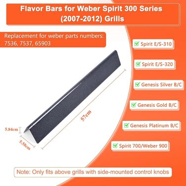 Ароматизуючі пластини GFTIME 57 см для гриля Weber Spirit E310/320 (2007-2012), сталева порцелянова захисна пластина для пальників, запчастини для Spirit 700, Weber 900