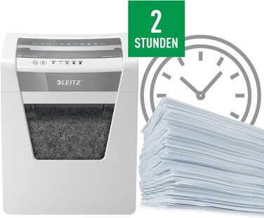 Шредер Leitz IQ Office P5, мікроріз, 11- (70-80 г/м²), сертифікований TÜV+GS, 2 години роботи, висувний 23L контейнер, тихий офісний шредер, білий