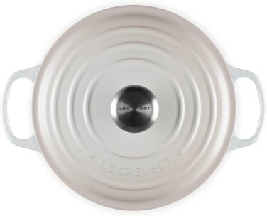 Чавунна каструля-брятер Le Creuset Signature з кришкою, 24 см, кругла, для всіх типів плит та індукції, 4,2 л, колір Meringue