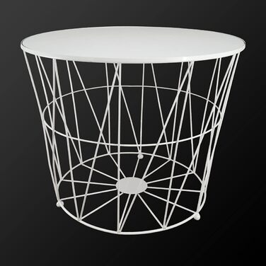 Журнальний стіл PrimoLiving Design XL, білий металевий кошик з дерев'яною кришкою, 50x40 см, стіл з місцем для зберігання, сучасний декор