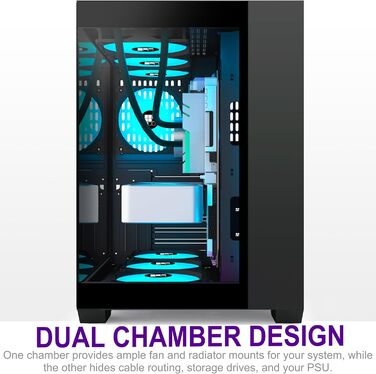 Ігровий корпус FOIFKIN F600 ATX Mid-Tower, 6 ARGB PWM вентиляторів, 270° панорамне скло, USB Type-C, чорний