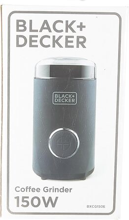 Кавомолка Black+Decker BXCG150E, 150 Вт, пластик, чорна, для 12 чашок, для кавових зерен