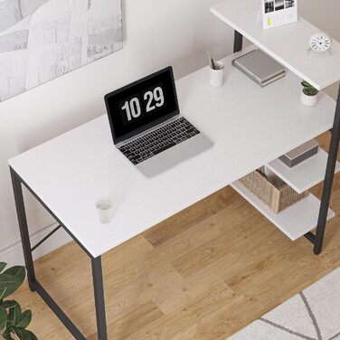Письмовий стіл CubiCubi з полицею 100x50 см, 3-рівнева полиця, комп'ютерний стіл для геймінгу, металевий каркас, чорний
