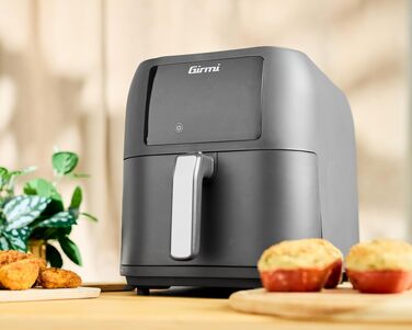 Аерофритюрниця Girmi FG92 Ecofrit Deep XXL 8л, 1700 Вт, цифрова панель керування, 7 програм, антипригарне покриття, матово-сіра