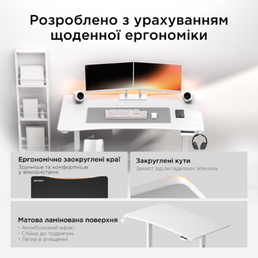 Стіл з електрорегулюванням висоти Anda Seat Xtreme 1600x800 White