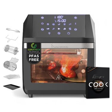 Аерофритюрниця MasterPRO ROCKET 600 на 6л, 1800Вт, керамічне покриття CERATECH, LED-дисплей, термостат 80-200°C, корпус із нержавіючої сталі