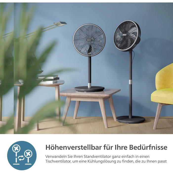 Вентилятор підлоговий Philips Series 5000 CX5535/11 з пультом, таймером, 3 швидкостями, 40 Вт, чорний