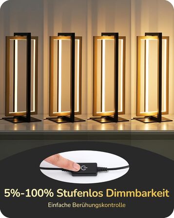 EDISHINE LED настільна лампа з дотиковим димером, сучасна чорна-золота металева лампа для спальні, вітальні, офісу, 3 режими кольору, 750 люмен, подарунок