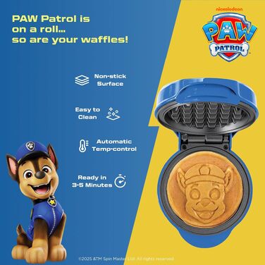 Дитяча міні-вафельниця Paw Patrol з пластиною Скай (Skye), діаметр вафлі 10 см, синя, офіційний ліцензійний продукт