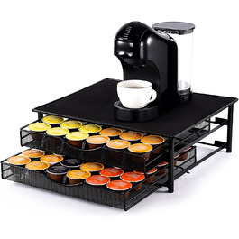 Органайзер для кавових капсул SYSYLY, шухляда на 72 капсули, для Dolce Gusto, металевий, чорний, антиковзкі ніжки