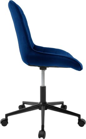 Офісне крісло ML-Design, синє, оксамитова сидіння, металевий каркас, м'яке, з підлокітниками, регулювання висоти, обертання на 360°, 5 коліс, ергономічний стілець для домашнього офісу та бюро