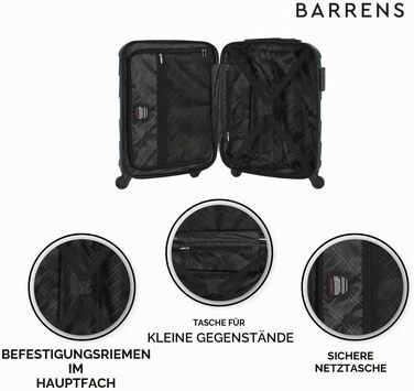 Валіза для ручної поклажі BARRENS 55x40x20 см, жорстка ручна валіза Cabin Size з 4 колесами, кодовим замком та телескопічною ручкою, легка (Зелена)