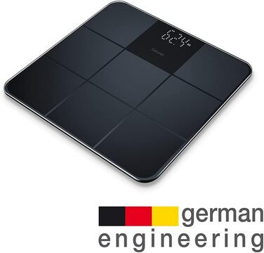 Ваги підлогові Beurer GS 235, скляні, цифрові, чорні, Magic-дисплей, антиковзка поверхня, автоматичне вмикання і вимикання