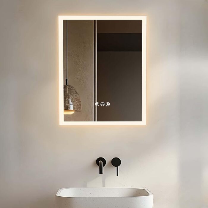 Дзеркало для ванної кімнати LED LUVODI 40x50 см з підсвічуванням, сенсорне керування, 3 кольори, регулювання яскравості, антизапарник