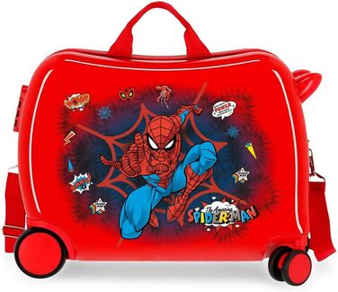 Дитяча валіза Marvel Spiderman, жорсткий ABS, 50x38x20 см, 38л, 2,1 кг, червона, з кодовим замком та 4 колесами, ручна поклажа