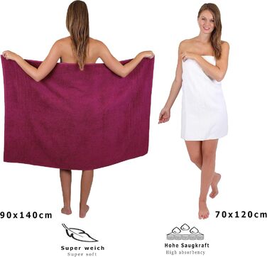 Набір рушників Betz Deluxe 8 шт, 100% бавовна, білі та сливові, 2 банних, 2 душових, 2 для рук, 2 для обличчя