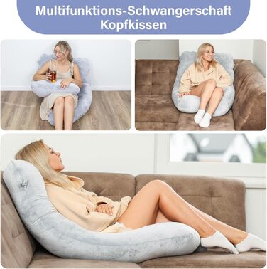 Подушка для вагітних та годування Totsy Baby XXL, U-подібна, 135 см, знімний чохол, сірий, ортопедична подушка для сну та підтримки