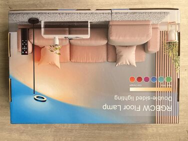 Світлодіодна торшерна лампа RGB, 42W, димована, з пультом, двостороннє освітлення, зміна кольору, для вітальні, спальні, офісу, готелю