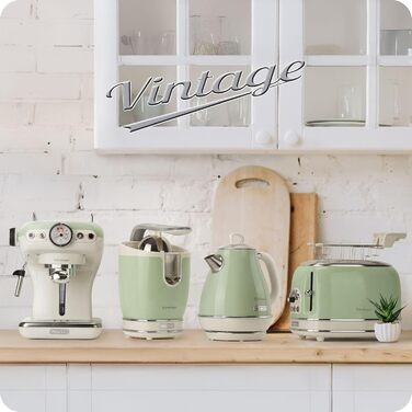 Ariete Vintage Cappucino 2878: Електричний спінювач молока ретро-стилю для капучино та гарячого шоколаду, 250 мл, 500 Вт, зелений