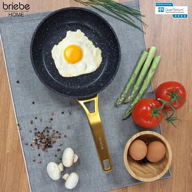 Набір сковорідок Briebe Gold Titanium 3 шт (20, 24, 28 см) з антипригарним покриттям для індукційних плит