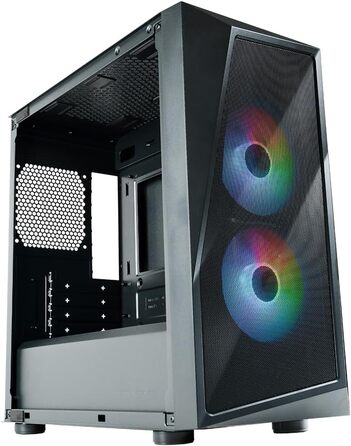 Корпус для ПК Cooler Master CMP 320 Mini-Tower, чорний, Micro-ATX, скляна бічна панель, 2x 120 мм ARGB вентилятори, підтримка різних компонентів, з кришкою для блоку живлення