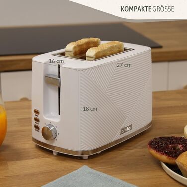Тостер Briebe Elegance Brotor, 2 відділення, 7 режимів підсмажування, білий - електричний тостер з підігрівом та функцією скасування