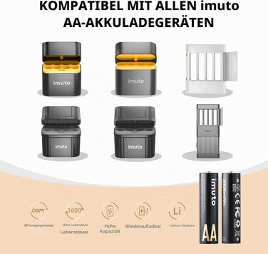 Набір літієвих акумуляторів imuto AA 1.5V 3000mWh (8 шт.) з зарядним пристроєм, 2500 циклів перезарядки