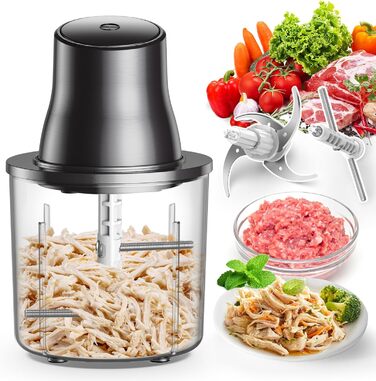 Електричний подрібнювач/подрібнювач для кухні 1.5L, чорний: для м'яса, овочів, фруктів, горіхів, дитячого харчування, 250W