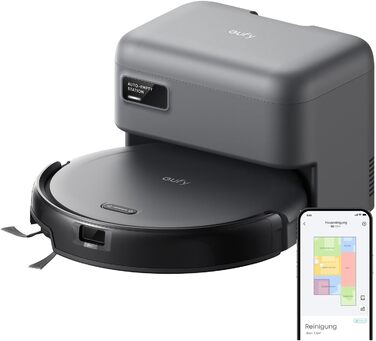 Робот-пилосос eufy C10 з автоматичною станцією самоочищення, 7,3 см, для прибирання килимів, з бічною щіткою для кутів, лазерна та інфрачервона навігація